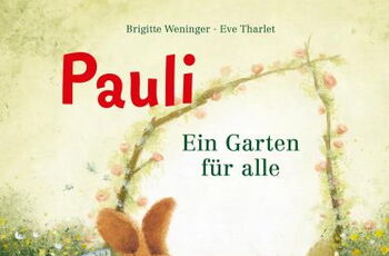 Buchcover: Zeichnung eines Hasen mit Gießkanne am Gartentor