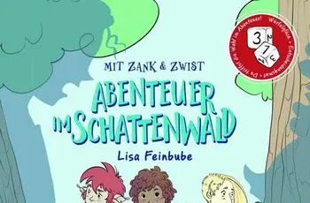 Gezeichnetes Buchcover, das 3 Jugendliche im Wald zeigt
