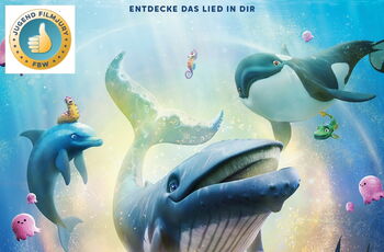 Filmplakat mit einem Wal und verschiedenen anderen Meerestieren