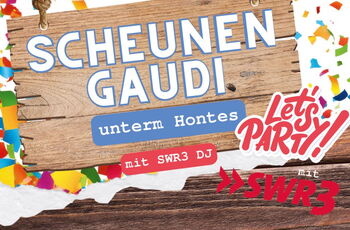 Buntes Plakat mit dem Titel: Scheunengaudi unterm Hontes