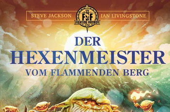 Buchcover: Zeichnung eines Monsters und eines in Flammen stehenden Bergs