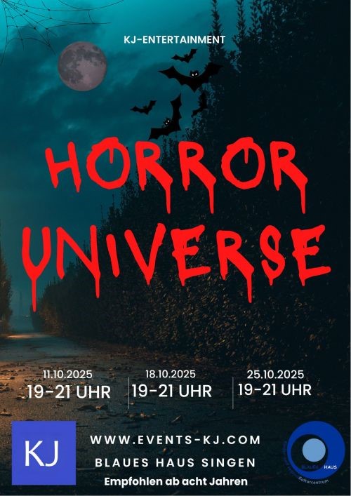 düsteres Plakat mit rot verlaufendem Schriftzug