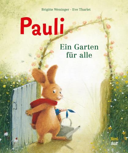 Buchcover: Zeichnung eines Hasen mit Gießkanne am Gartentor
